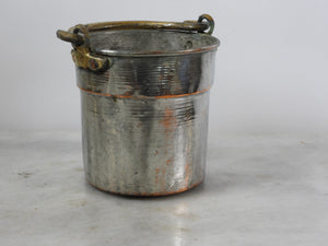Small Old Copper Bucket With Brass Handle