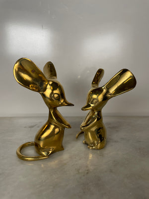 Set of 2 Brass Mouse Figurine