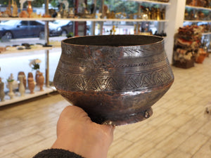 Old Handcrafted Copper Bowl