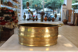 SOLID BRASS OVAL PLANTER WITH HANDLES