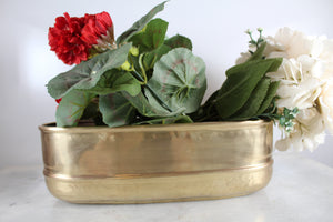 Vintage Brass Oval Planter