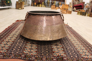 Heavy copper cauldron with copper handles