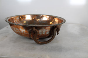 Heavy Old Copper Bowl with copper handles