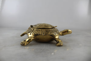 Vintage Brass Turtle Trinket Box & Fertility God