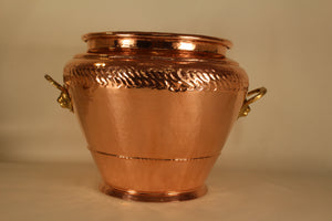 Copper Planter with Brass Lion Handles