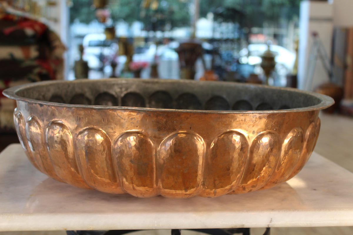 Vintage Embossed, scallop Large Copper Basin – Ali's Copper Shop