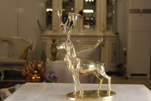 Heavy Brass Reindeer Candleholder