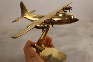SOLID  BRASS C-130 HERCULES DESK MODEL AIRPLANE