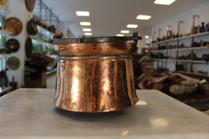 Old Copper Bucket With Wrought Iron Handle