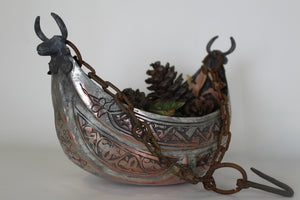 Hand Hammered Copper Dervish Kashkul Beggars Bowl