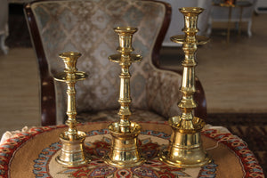 Set of three Brass Ottoman style Candle holders