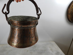 Old Copper Bucket with Iron Handle