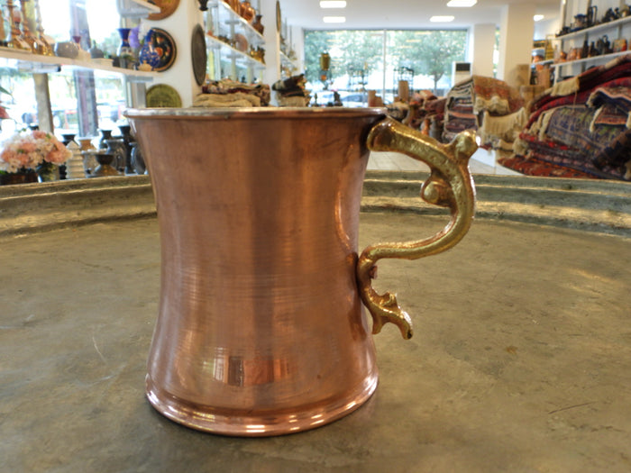 Handmade Copper Beer Mug with Fancy Handle