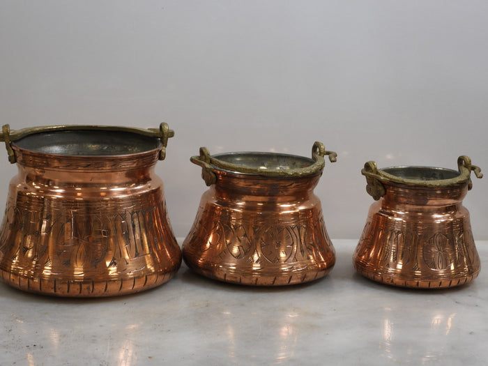 Set of 3 handcrafted Copper Bucket