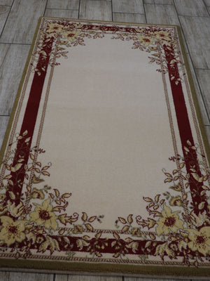 Oriental  Beige Color Floral Design Machinemade