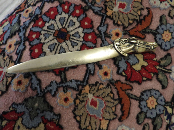 Vintage Large Brass Horse  Letter Opener