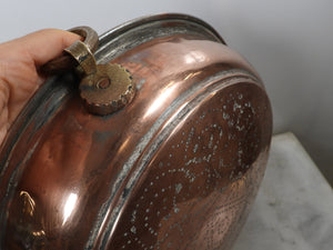 A Vintage Copper Colander With  Perforated Floral And Six Pointed Star