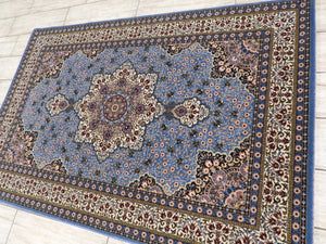 Vintage Blue Turkish Wool Machinemade Rug 120x180 Cm