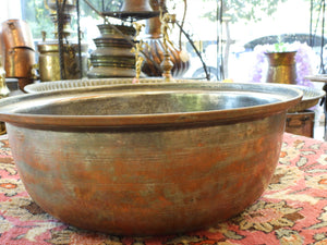 Old Large Handmade Copper Bowl