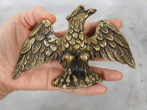 Detailed Solid Brass Eagle Statue, Vintage Spread Wings Eagle Paperweight, Heavy Brass Desk Figurine, Majestic Eagle Sculpture Home Office Decor