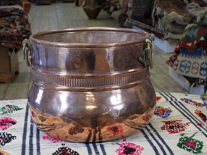 Handmade Round Copper Planter