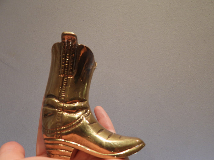 Solid Brass Cowboy Boot Figurine.