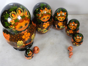 10 Pieces Handmade Russian Matryoshka Cats