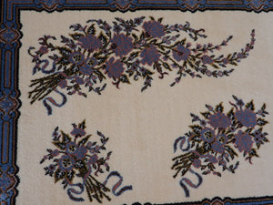 Beige &Purple Color Oriental Wool Rug