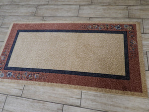 Beige and Pink Color Wool Machinemade Rug