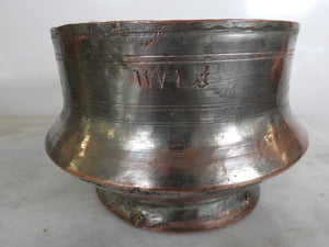 Old Ottoman Tinned copper bowl, dated 1274 AH/1857 AD