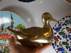 Vintage Solid Brass Duck Figurine