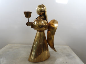 Large 13" Vintage Brass Angel Candle Holder