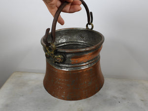 Old Copper Bucket with Iron Handle