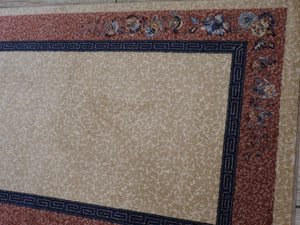 Beige and Pink Color Wool Machinemade Rug