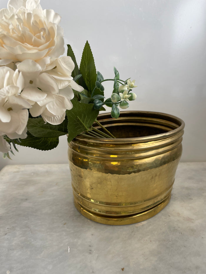 Handmade Oval Brass Planter