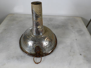 Old Tinned Copper Funnel with Iron Ring