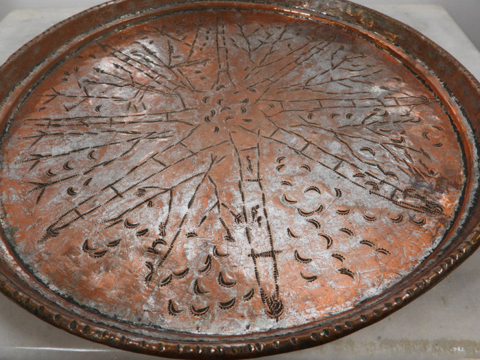 Hand Engraved Copper Service Tray/ Wall Decor