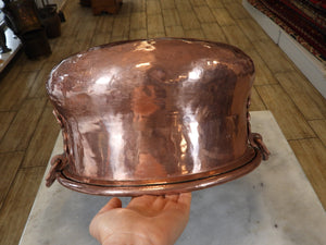 Hand Hammered Round Copper Cauldron Pot Planter with Copper Handles