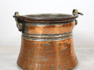 Old Copper Bucket with Iron Handle