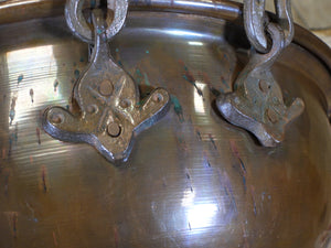 Old Handmade Large Size Copper Bowl with two Handles