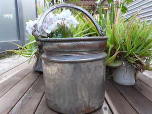 Old Large Hand-Hammered Tinned Copper Bucket / Traditional Turkish Pork with Brass Handle / Farmhouse Rustic Decor / 27 cm Tall