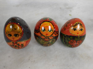 3 Handmade Wooden Russian Easter Eggs
