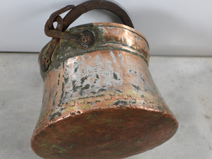 Old Copper Bucket with Iron Handle