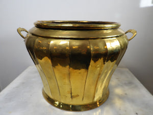 Hand Hammered large Brass Planter with Lion Head