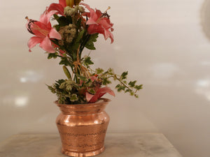 Hand-Engraved Copper Planter / Flower Pot