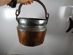 Old Copper Bucket with Iron Handle