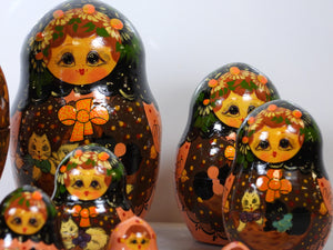 10 Pieces Handmade Russian Matryoshka Cats