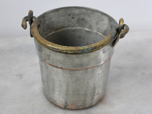 Small Old Copper Bucket With Brass Handle