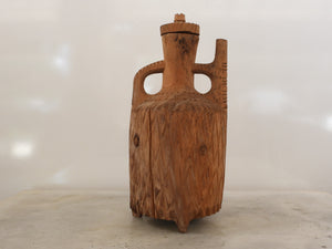 Unique Vintage Hand-Carved Solid Wooden Pitcher / Decorative Jug