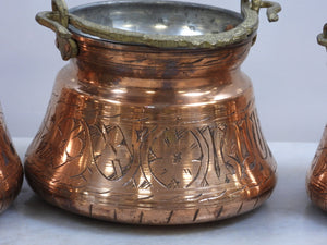 Set of 3 handcrafted Copper Bucket
